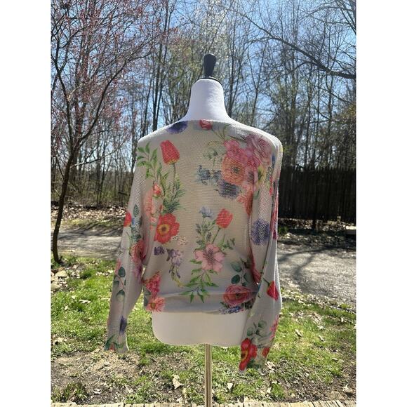 Luisa Ricci Made in Italy Womens Floral Dolman Sleeve Knit Boxy Sweater Pullover - Picture 6 of 7